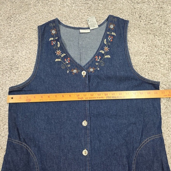Vtg White Stag Dress Large Blue Denim Embroidered Pocket Western Modest Timeless - Picture 8 of 10